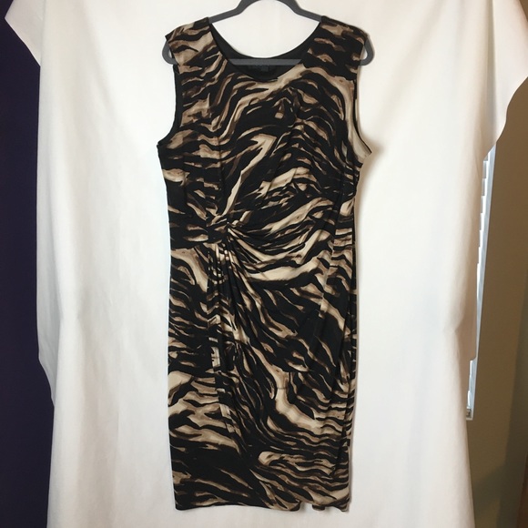 Enfocus Size 18W Tiger Print Faux Wrap Dress - Picture 1 of 6